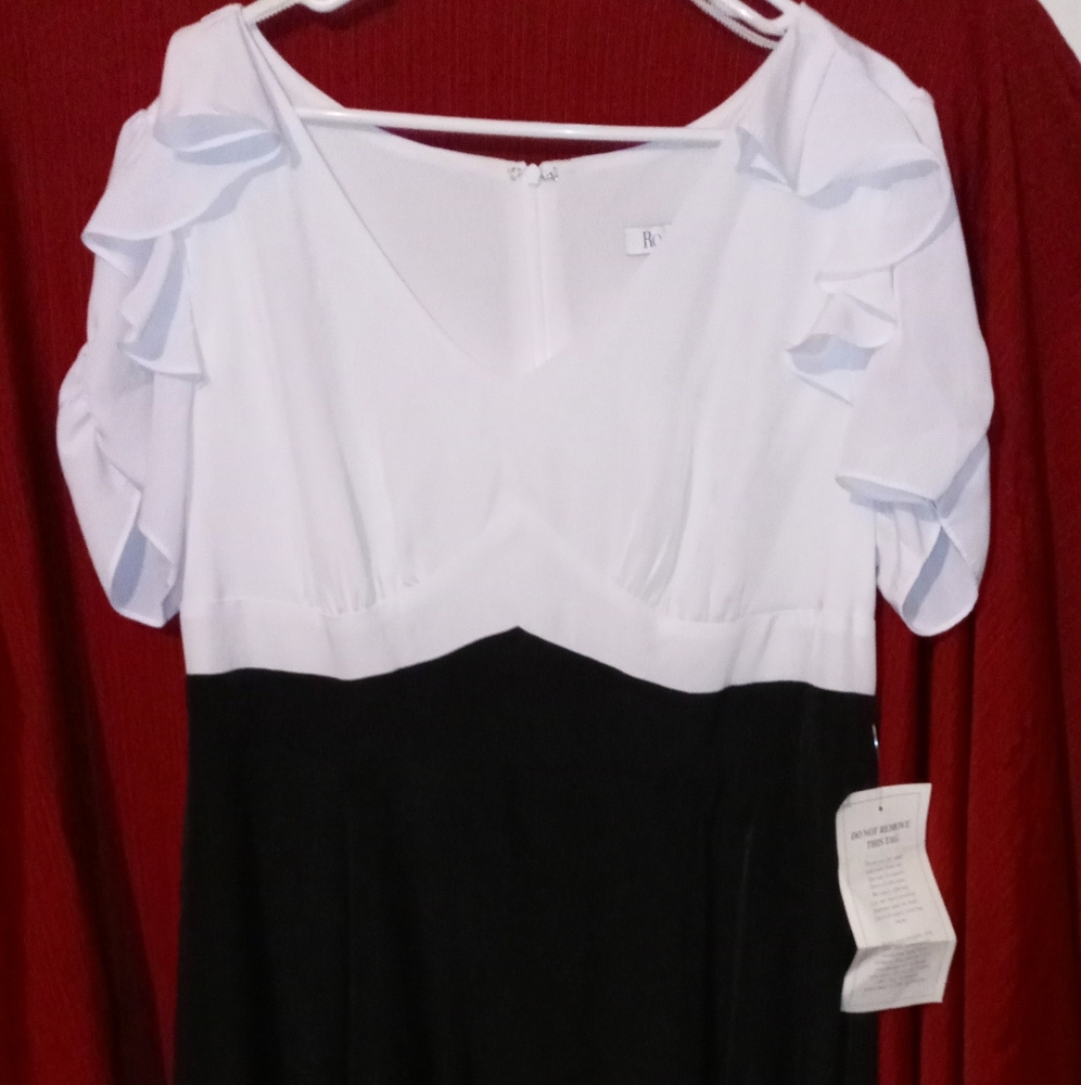 Black and white knee length dress